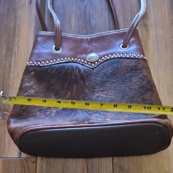 American West Rich Brown Leather and Fur Shoulder Bag - Picture 11 of 12